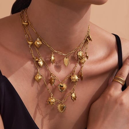 1 Piece Classic Heart&Sun Stainless Steel Gold Color Women's Pendant Necklaces 2