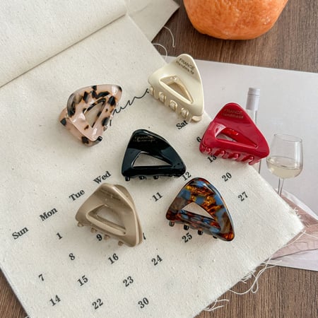 Pinces à cheveux pour femmes, 1 pièce, série simple, rétro, triangle, dégradé de couleur, en acétate 2