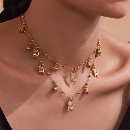 Delicados y lindos conjuntos de joyas de acero inoxidable con circonitas de color dorado para mujer.