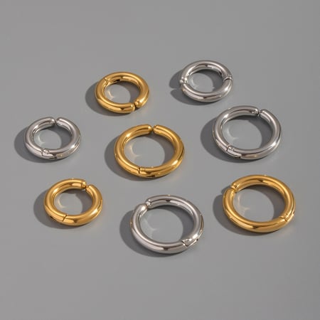 1 Pair Circle Stainless Steel Gold Color Ear Cuffs 2