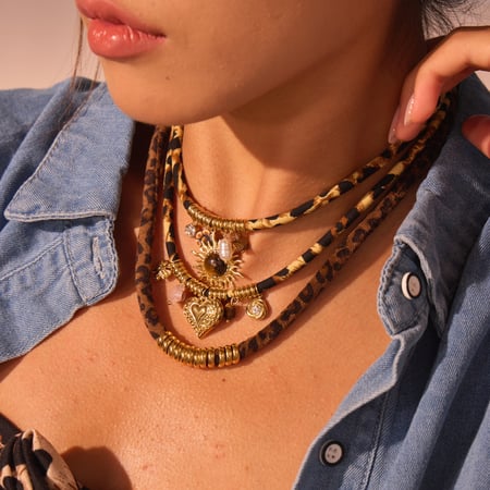1 Piece Luxurious Flower Heart Sun Leopard Print Stainless Steel  Women's Pendant Necklaces 2