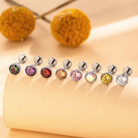 1 stuk eenvoudige cirkelvormige titaniumlegering zirkoon piercing oorbellen voor vrouwen 2