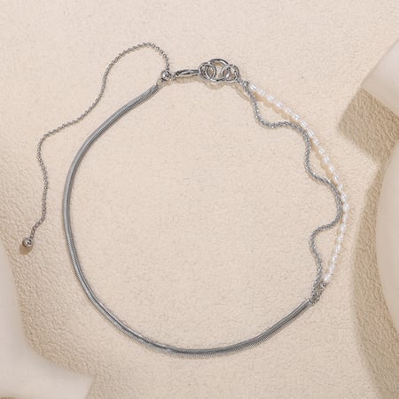 Collar de perlas de acero inoxidable de 1 pieza