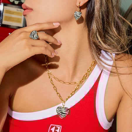 Sexy zebrastreep roestvrij staal goudkleurige dames sieraden sets