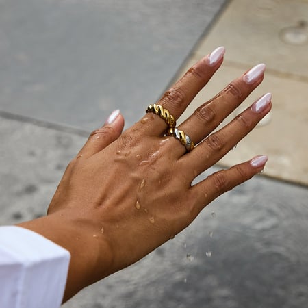 1 Stück klassischer Twist, gemischte Gold- und Silberfarben, minimalistischer Edelstahlring für Damen 2
