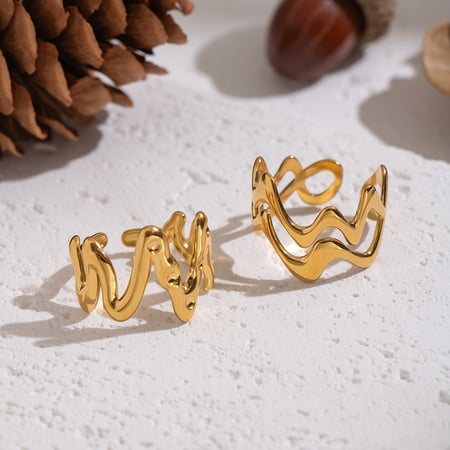 1 stuk onregelmatige vorm roestvrij staal goudkleurige minimalistische ring 2