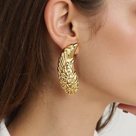 1 Paar Ohrstecker mit Punk-Flügeln, Edelstahl, goldfarben 2