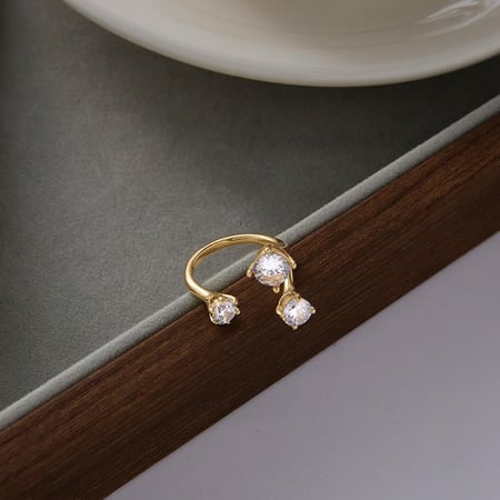 1 stuk luxe onregelmatig gevormde roestvrijstalen ringen met gouden zirkonia voor dames