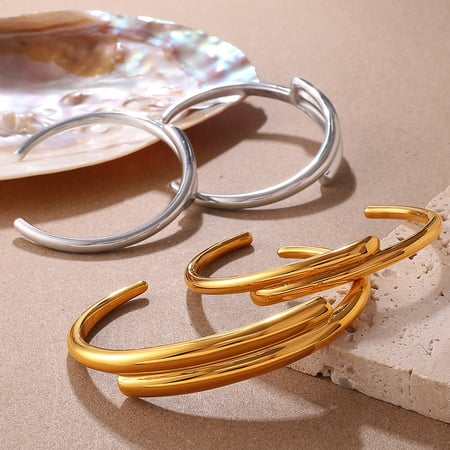 Pulsera de acero inoxidable color dorado con forma irregular de 1 pieza 2
