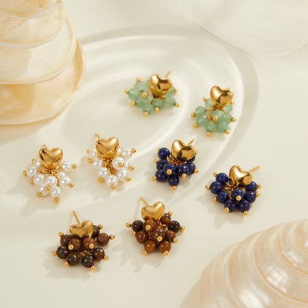 1 par de pendientes colgantes de acero inoxidable con cuentas retro para mujer