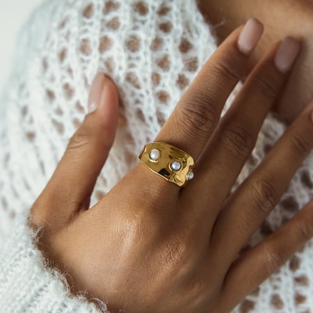 1 stuk ontwerpbare onregelmatig gevormde roestvrijstalen statement ringen in goudkleur