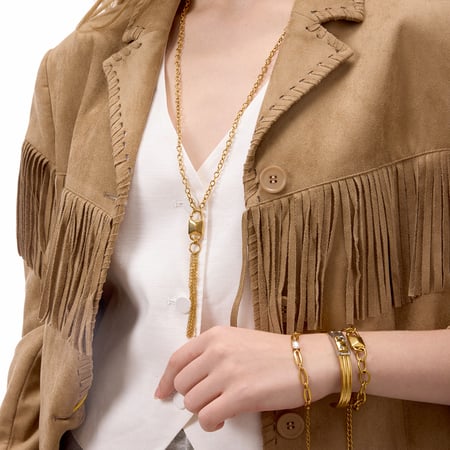 Set di gioielli da donna in acciaio inossidabile color oro con serratura moderna