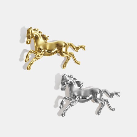 1 Piece Horse Shape Stainless Steel Gold Color Brooch 2