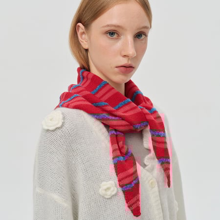 Écharpe triangulaire tricotée en laine et polyester, 1 pièce 2