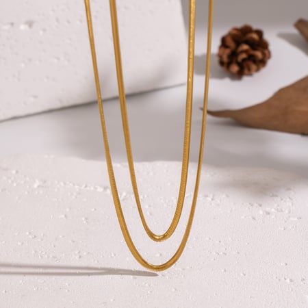 Collier à plusieurs rangs en acier inoxydable doré (1 pièce) 2