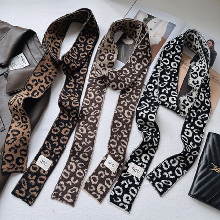 1 Stück Retro Leopardenmuster Garn Winterschal 2