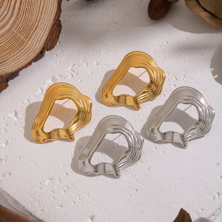 1 Pair Irregular Shape Stainless Steel Gold Color Stud Earrings 2