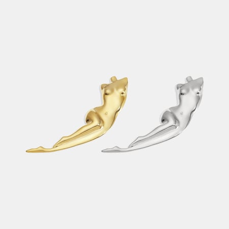 1 Piece Human Body Sculpture Stainless Steel Gold Color  Brooch 2