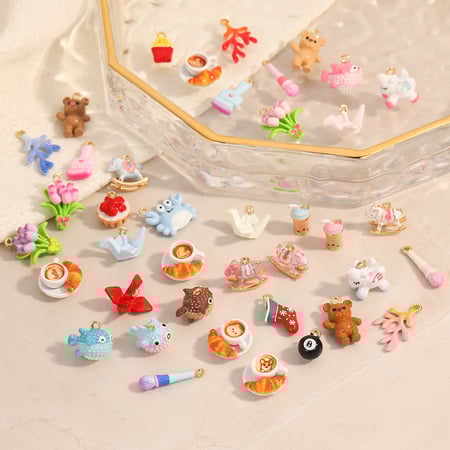 1 pièce DIY mignon fleur animal tortue nourriture oiseaux corail femmes pendentifs 2