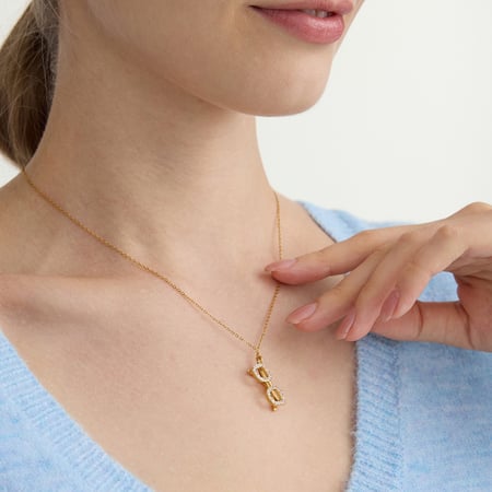  1 Stück einfache Serie süße unregelmäßige Form Edelstahl Gold Farbe Zirkon Damen Anhänger Halsketten 2