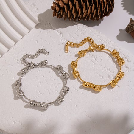 1 Piece Irregular Shape Circle Stainless Steel Gold Color Chain Bracelet 2