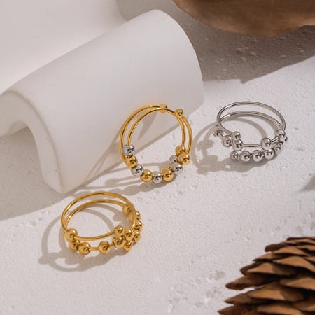 1 Piece Beads Stainless Steel Statement Ring