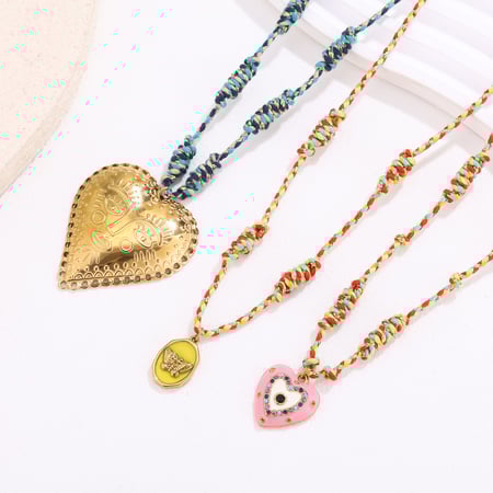 Collier pendentif romantique en acier inoxydable pour femme, 1 pièce, motif cœur