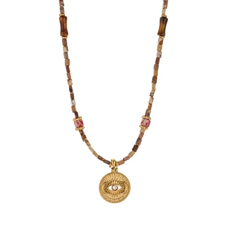 Collar de cuentas clásico con flores y piedras naturales para mujer, 1 pieza