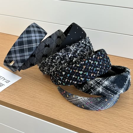 1 stuk zwart-wit geruite haarbanden met brede rand voor dames 2