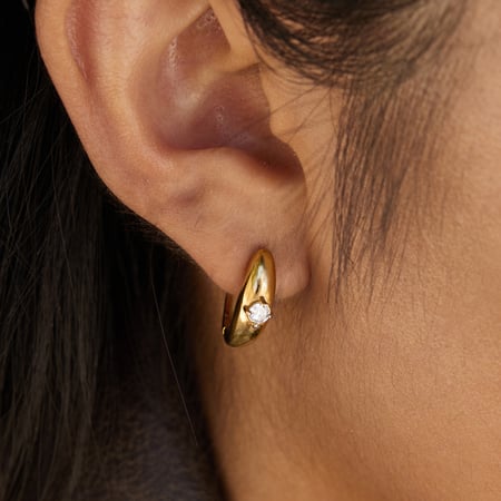 1 paar luxe cirkelvormige oorbellen van roestvrij staal met gouden zirkonia voor dames 2