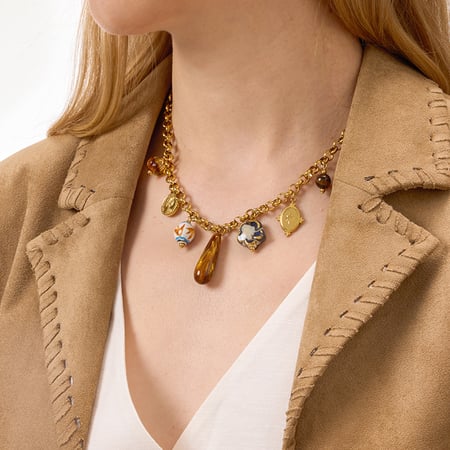 Collier pendentif gouttelette design en acier inoxydable couleur or acrylique pour femme, 1 pièce