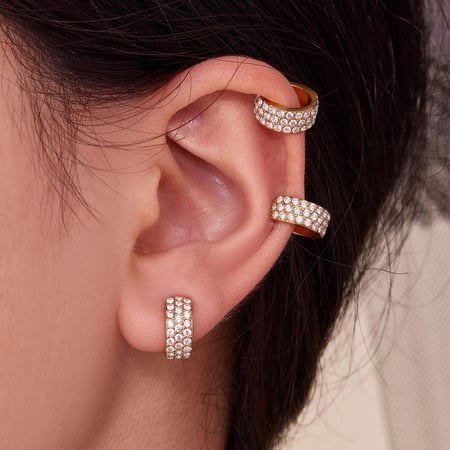 1 Piece Classic Circle Stainless Steel Gold Color Zircon Women's Ear Cuffs 2