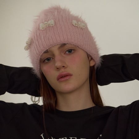 1 pezzo di cappello lavorato a maglia in nylon con fiocco dolce 2