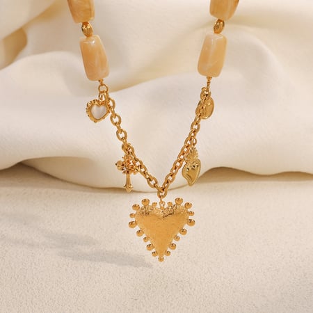 Collier pendentif luxueux en acier inoxydable pour femme, motif cœur, croix et cercle
