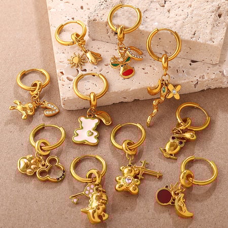 1 par de pendientes colgantes de acero inoxidable color dorado para hacer uno mismo