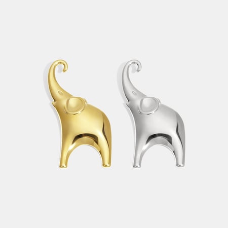 1 Piece Elephant Shape Stainless Steel Gold Color Brooch 2
