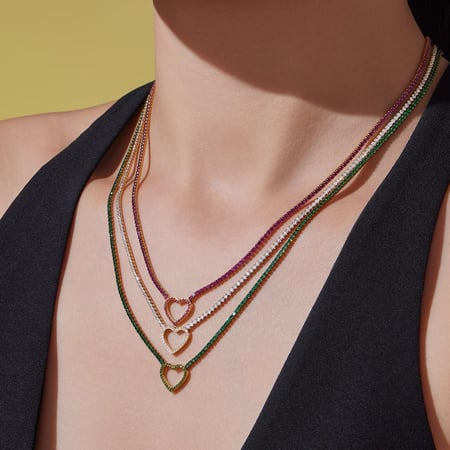 Sophisticated Heart Stainless Steel Gold Color Zircon Women's Jewelry Sets 2