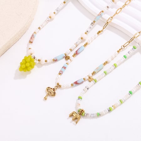 Collar de cuentas para mujer con piedras naturales brillantes de 1 pieza