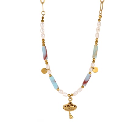 Collar de cuentas para mujer con piedras naturales brillantes de 1 pieza 2