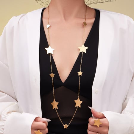 Minimalist Star Stainless Steel Gold Color Women's Jewelry Sets 2