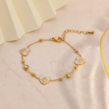 1 Piece  Daily Heart Star Circle Stainless Steel Women's Chain Bracelets 2