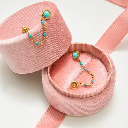 1 Paar klassische Calaite-Kette, Edelstahl, goldfarben, Damen-Ohrstecker