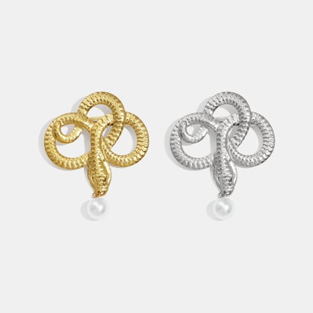 1 Piece Snake Shape Stainless Steel Gold Color Brooch 2