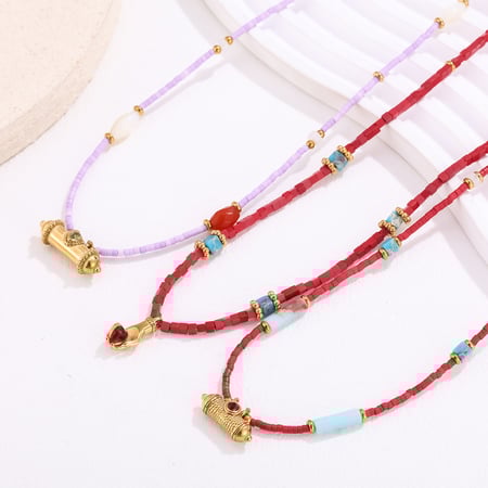 Collier de perles vintage pour femme, 1 pièce, pierres naturelles de couleurs mélangées