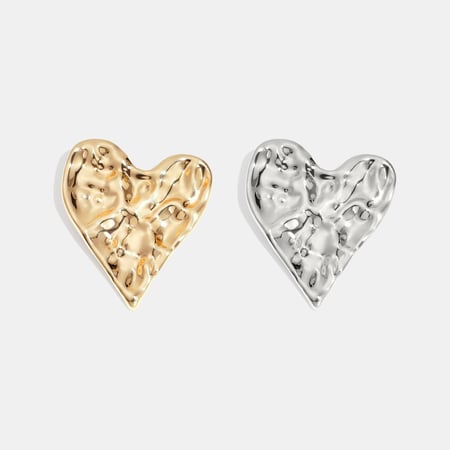 1 Piece Hammer Heart Stainless Steel Gold Color Brooch 2