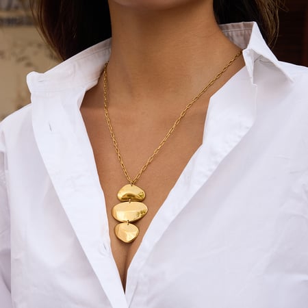 Set di gioielli da donna in acciaio inossidabile color oro, ovali irregolari ed eleganti