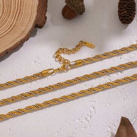 Ensemble collier en acier inoxydable à chaînes multicolores