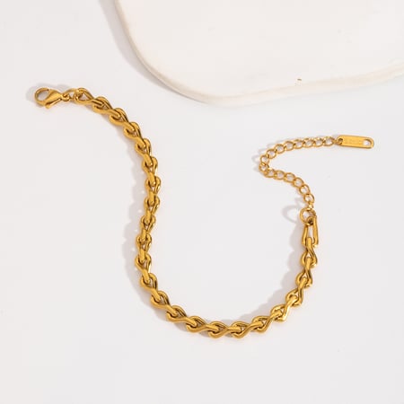 Simple Chain Stainless Steel Gold Color Jewelry Set