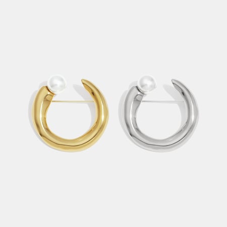 1 Piece C-shape Stainless Steel Gold Color Brooch 2