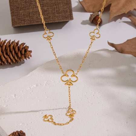 Collier pendentif fleur en acier inoxydable couleur or 1 pièce 2